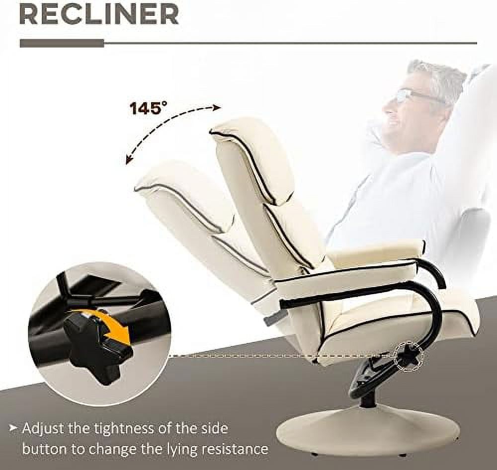 Brown PU Leather Swivel Recliner Chair with Ottoman G724