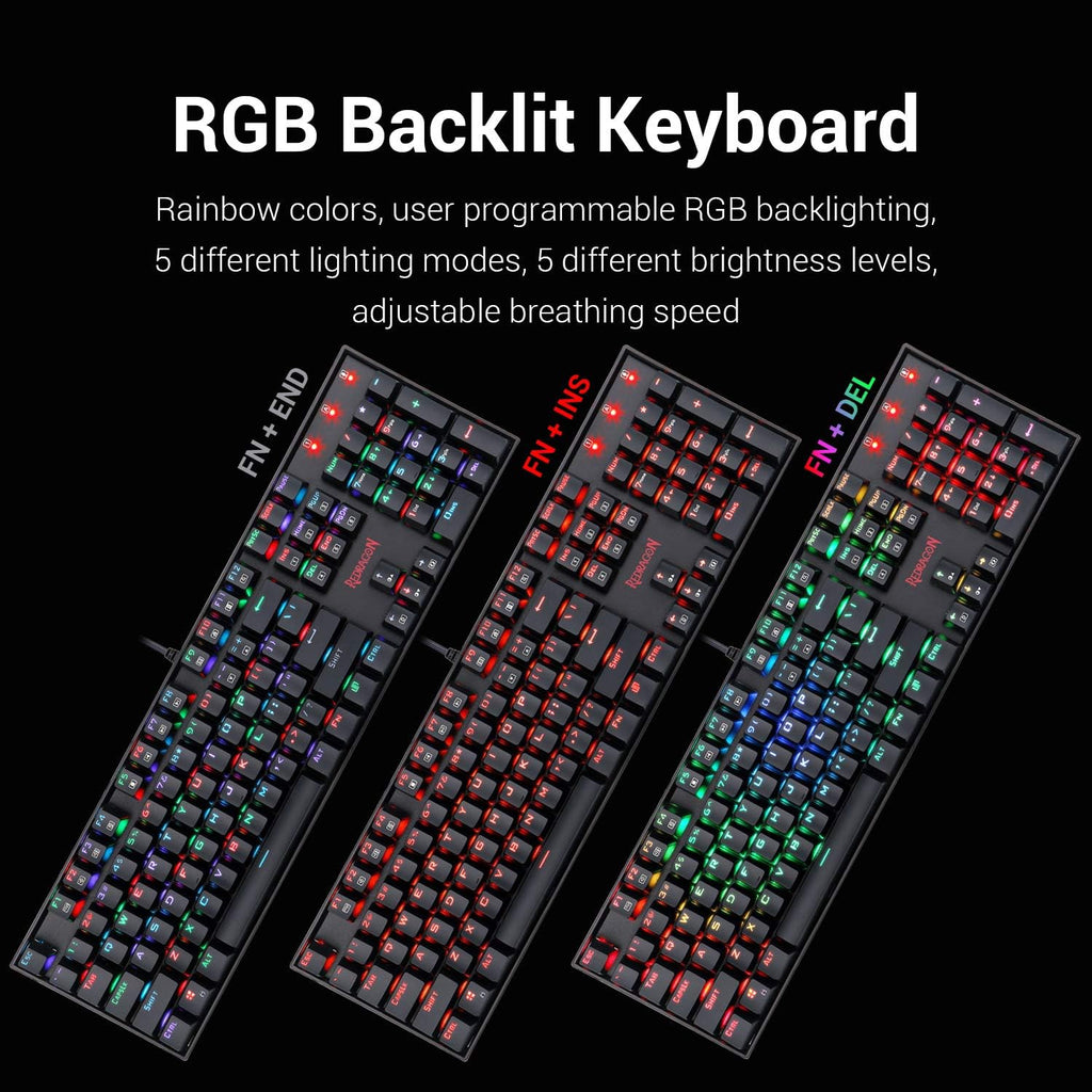104 Key RGB LED Backlit Mechanical Gaming Keyboard and Mouse Combo L356