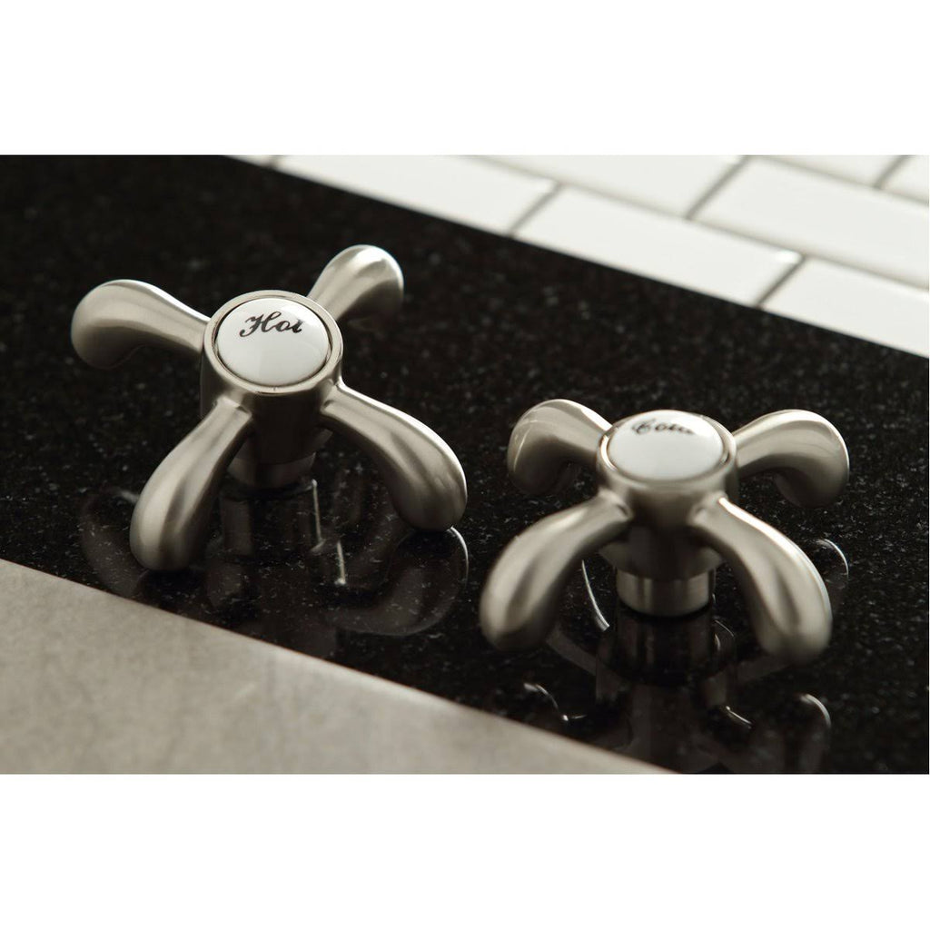 French Country 8-Inch Centerset Kitchen Faucet with Brass Sprayer Satin Nickel Z841