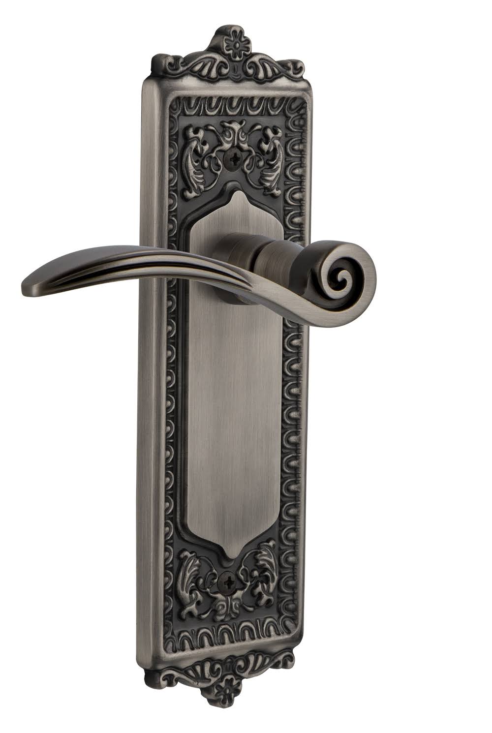 Antique Pewter Swan Passage Door Lever Set Z39850