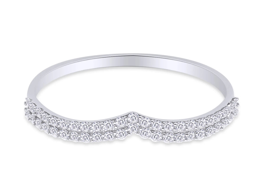 14K White Gold Over Sterling Silver Diamond Wedding Band Ring X370