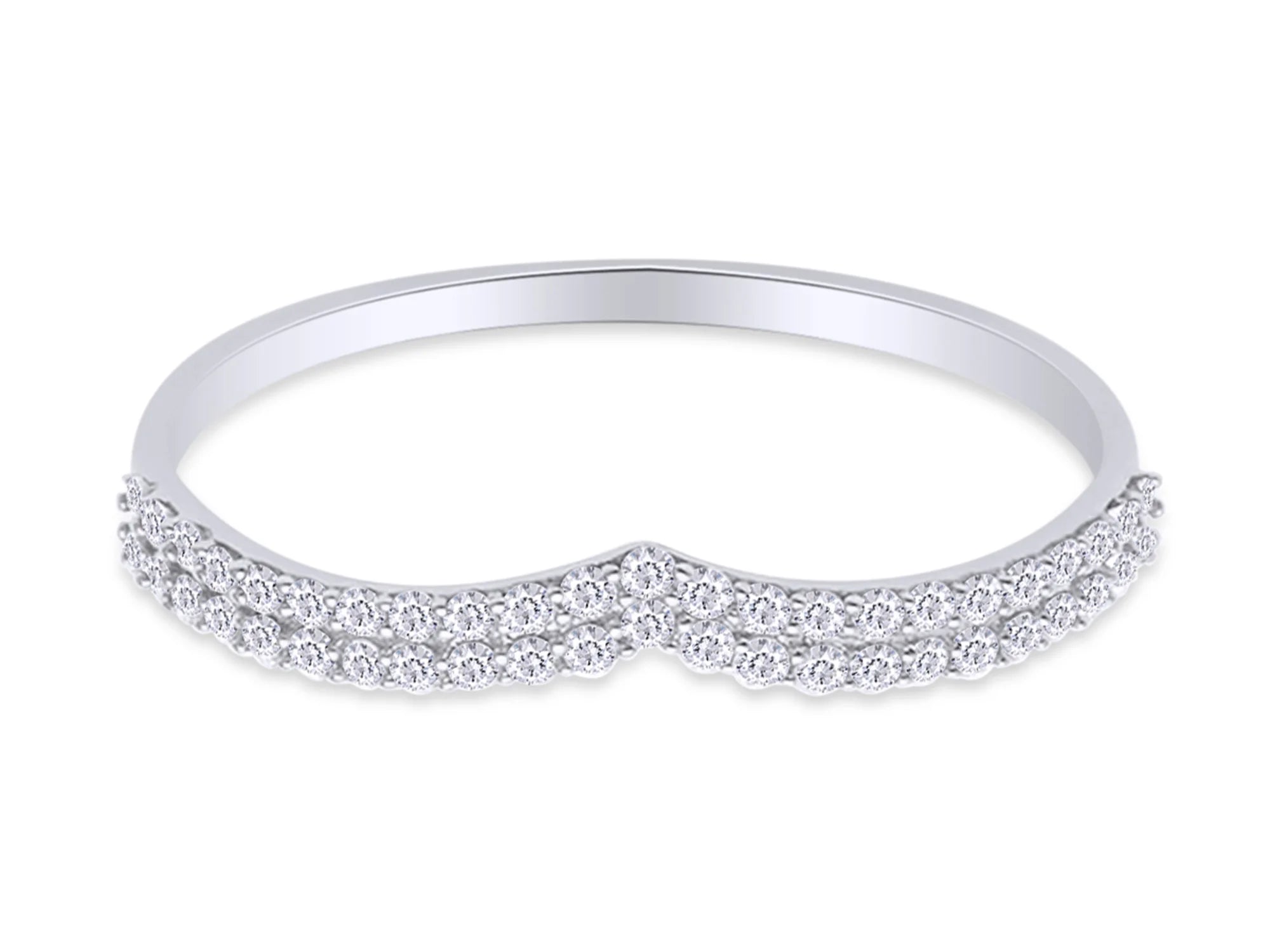 14K White Gold Over Sterling Silver Diamond Wedding Band Ring X370