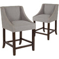 Light Gray Fabric Bar Stool Set of 2 P9994