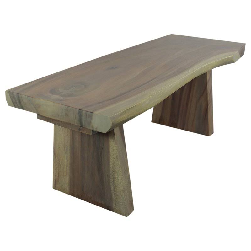 Wood Natural Edge Bench 48 in x 17-20 x 18 in H KD Agate Grey Oil E404