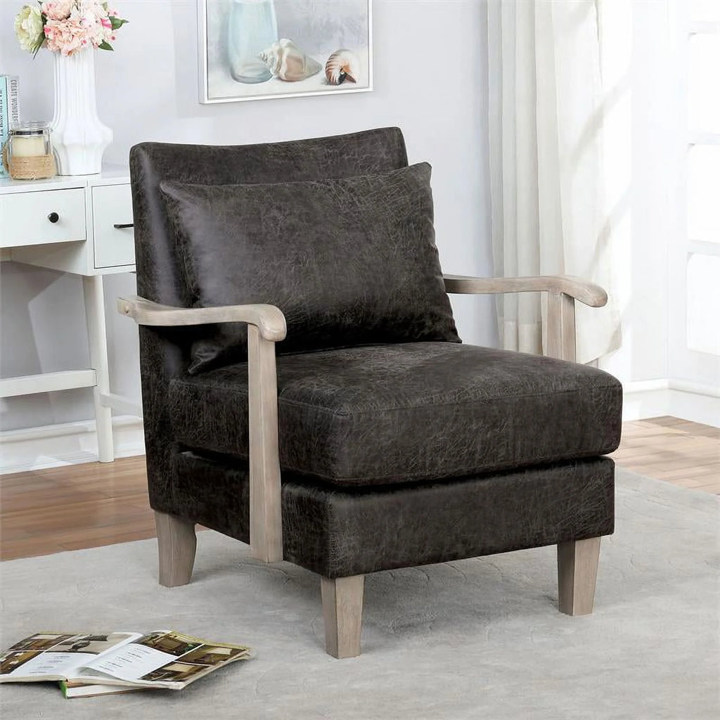 Light Gray Faux Leather Accent Chair (Set of 2) M583