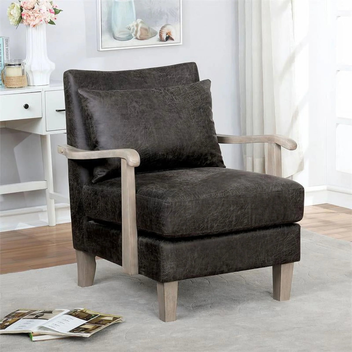 Light Gray Faux Leather Accent Chair (Set of 2) M583