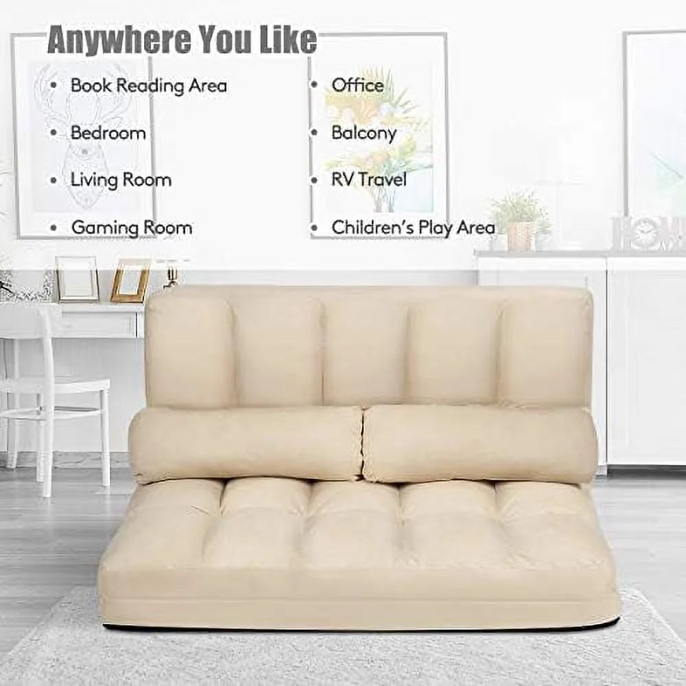 Gray Fabric Sleeper Sofa Bed with 2 Pillows E709
