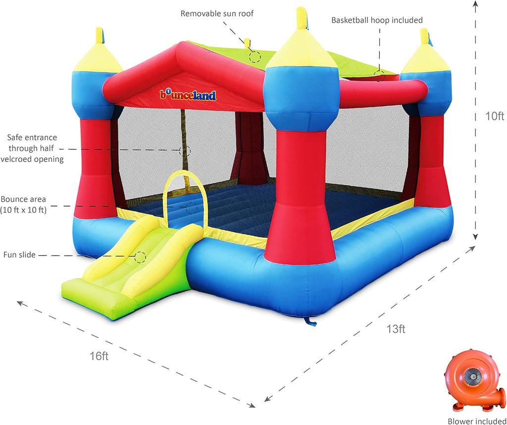 Inflatable Party Castle Bounce House with Basketball Hoop and Slide C249