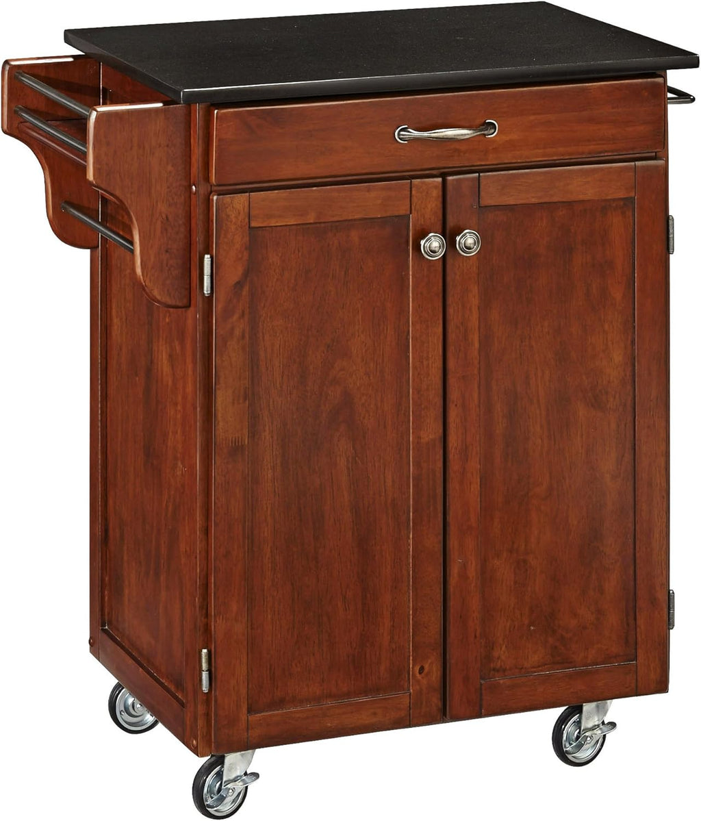 Cherry 2 Door Cabinet Kitchen Cart with Oak Top T761