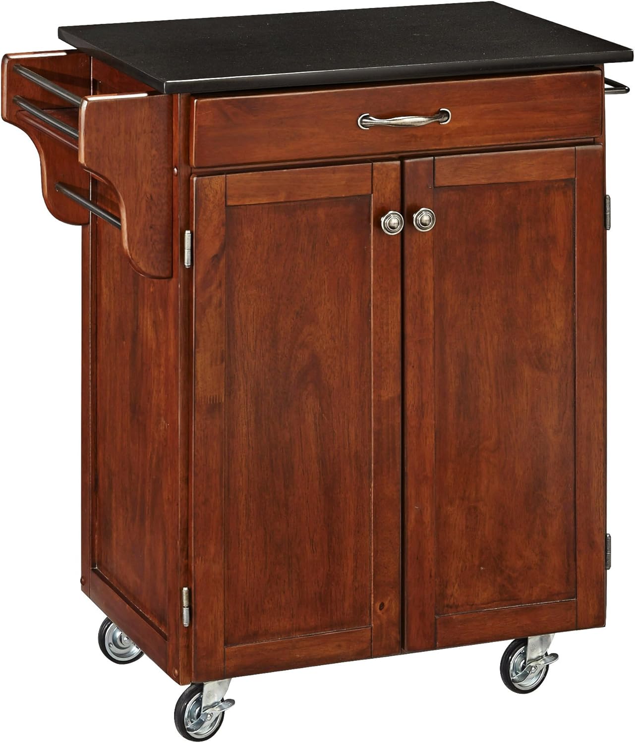 Cherry 2 Door Cabinet Kitchen Cart with Oak Top T761
