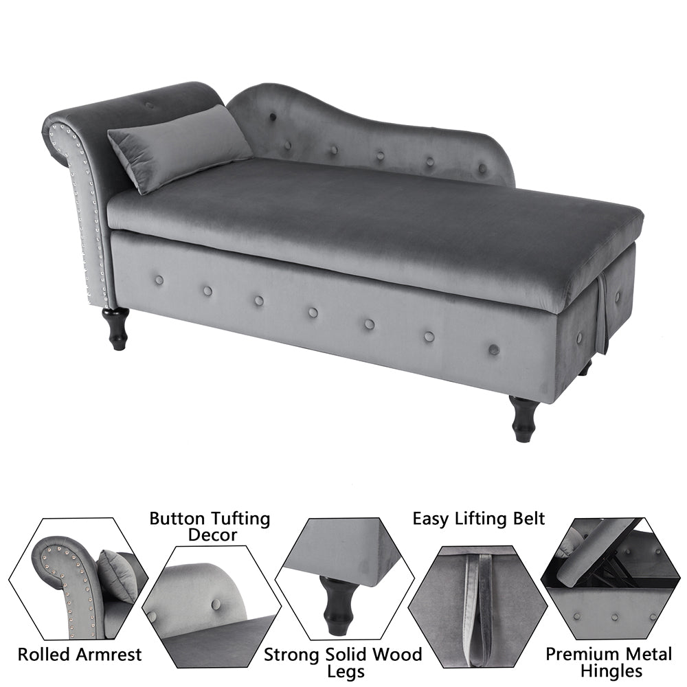 Velvet Storage Ottoman Bench with Nailhead Trim and Button Tufting Z72167