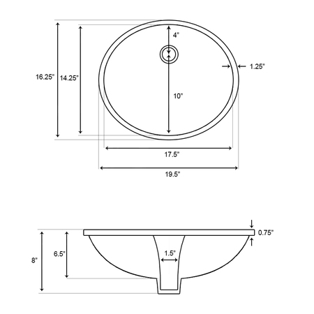 White Oval Undermount Sink U230