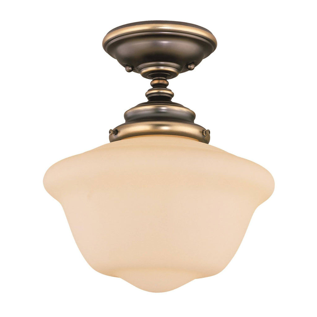 Classic Schoolhouse 1-Light Semi-Flush, Old Bronze D470