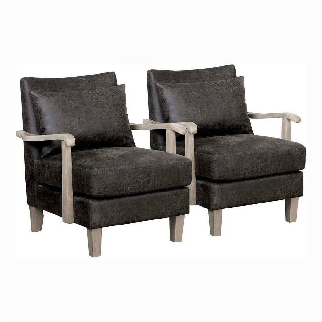 Light Gray Faux Leather Accent Chair (Set of 2) M583