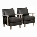 Light Gray Faux Leather Accent Chair (Set of 2) M583
