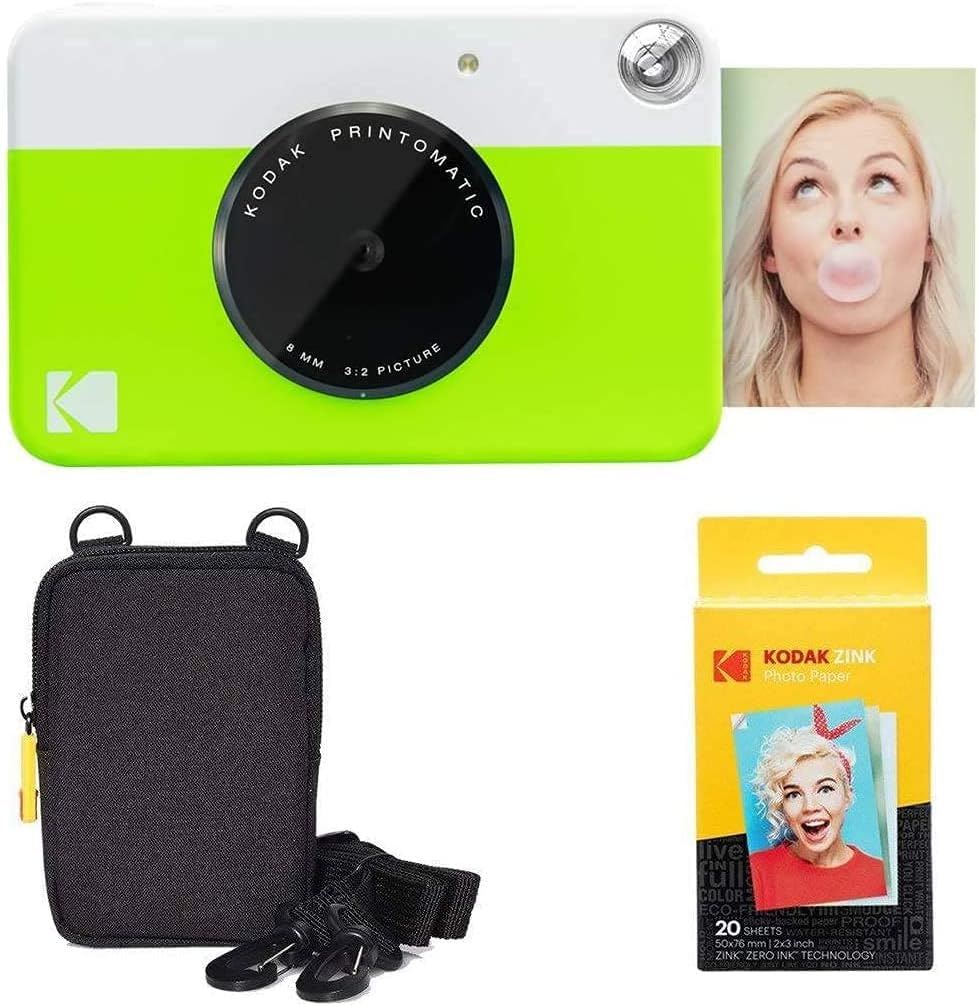 Green Instant Camera + Zink Paper (20 Sheets) + Case E4925