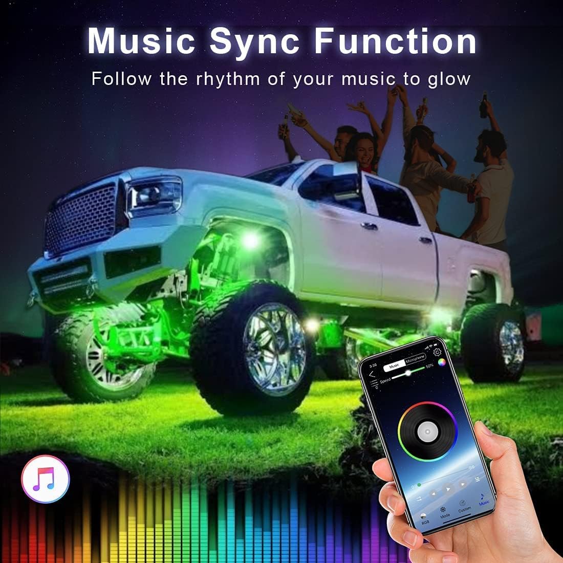 RGB LED Rock Lights for Trucks, Waterproof Car Neon Light Kit (8 Pods) Z603316
