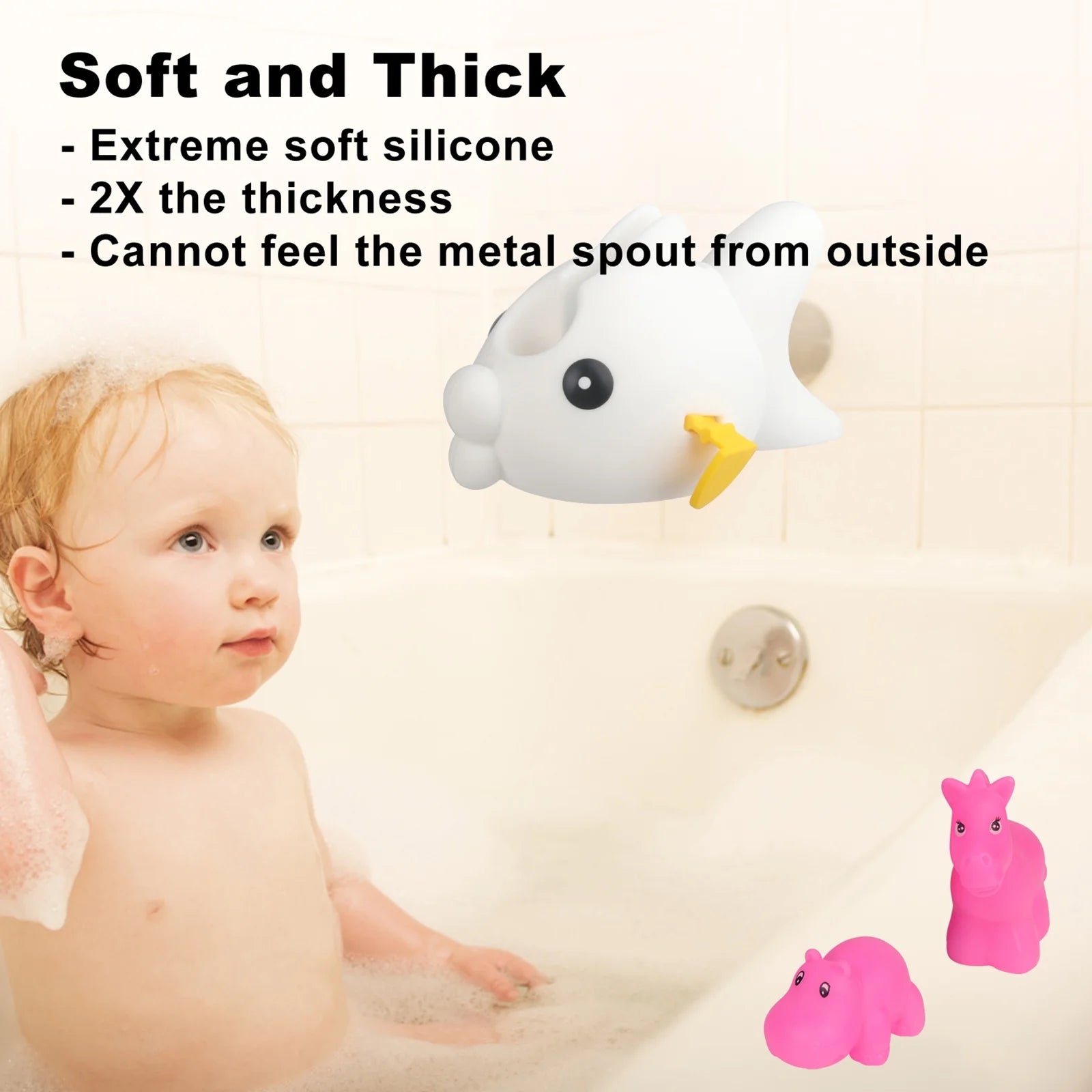 White Faucet Cover with 2 Toys X382