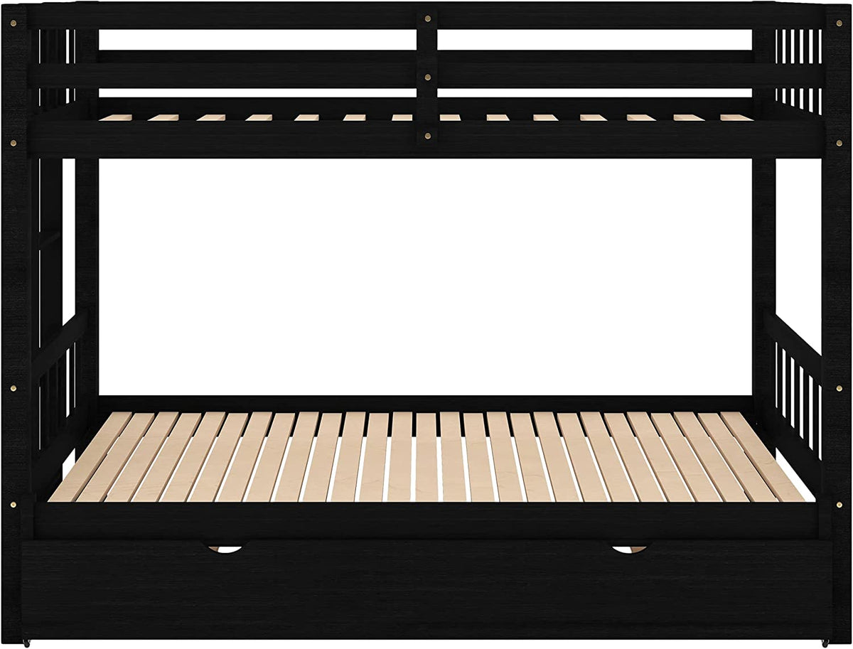 Twin Over Twin/King Wooden Bunk Beds with Trundle and Ladder E9685