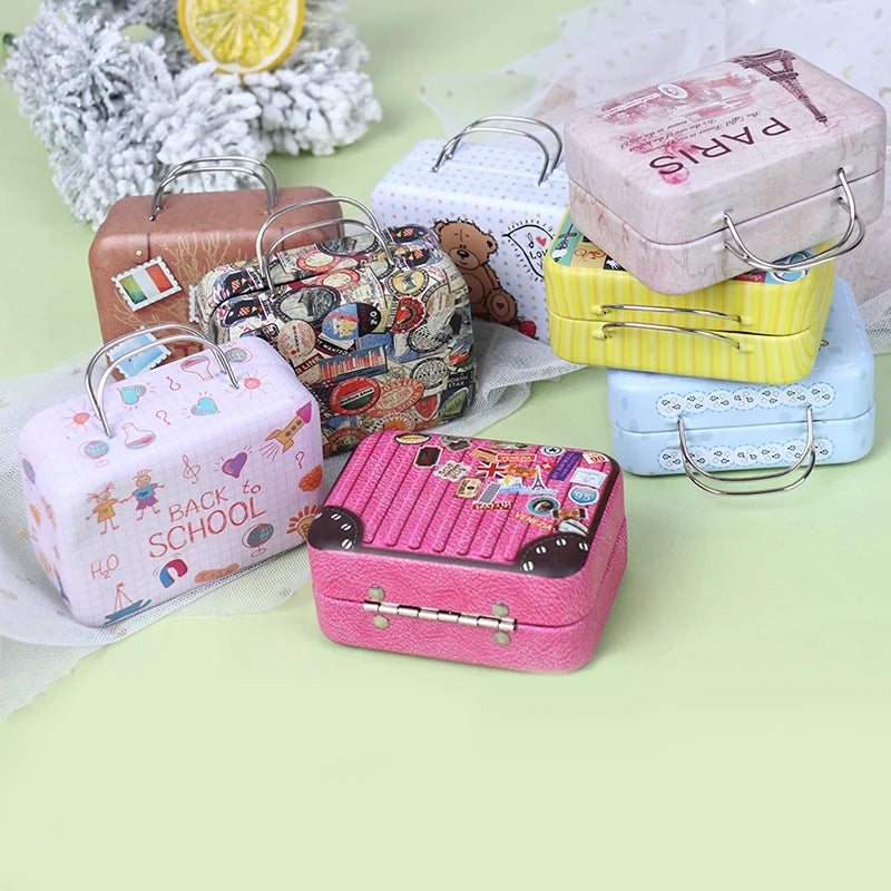 Metal Mini Suitcase Dollhouse Decoration Q5451