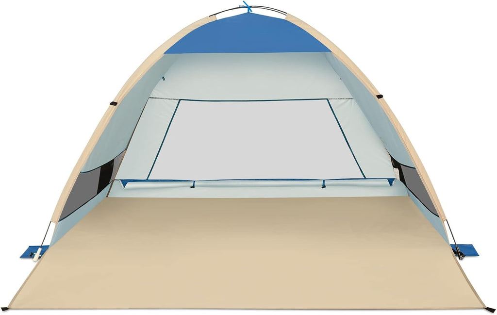 Large Pop Up Beach Tent 4 Person Anti-UV Sun Shelter Pack of 2 O76541