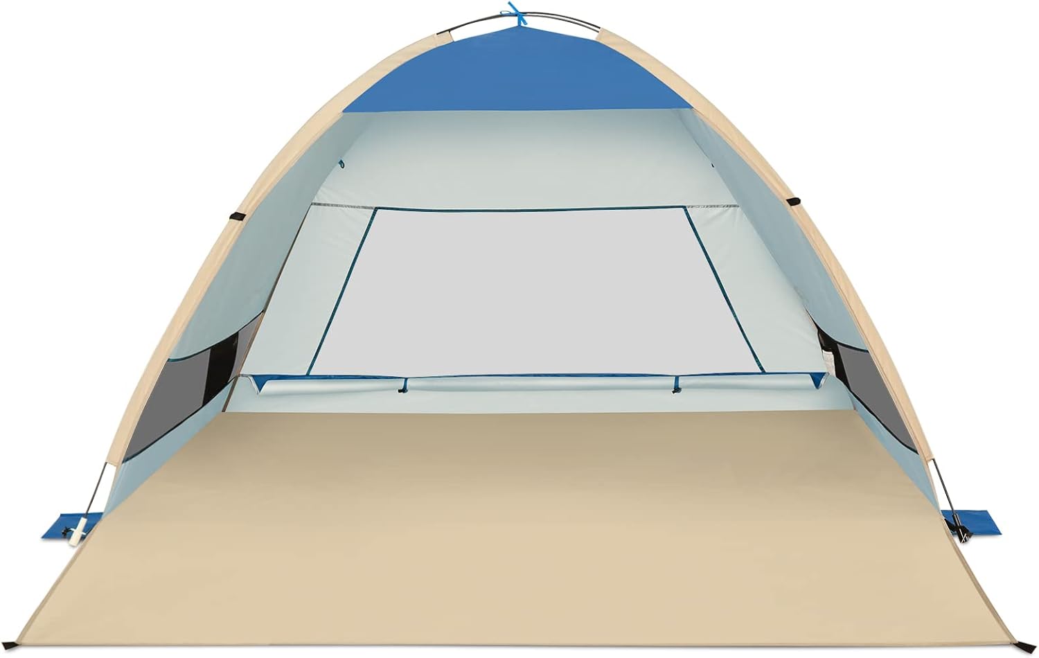 Large Pop Up Beach Tent 4 Person Anti-UV Sun Shelter Pack of 2 O76541