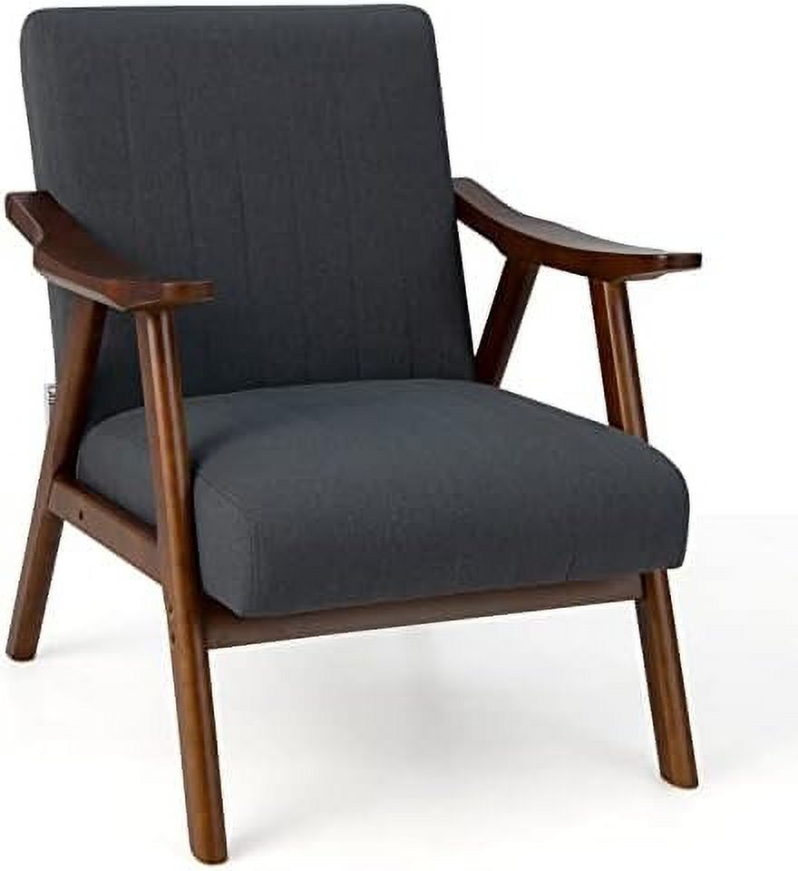 Mid-Century Modern Accent Chair Set of 2 Upholstered Lounge Chair with Arms Wooden Frame Z919264