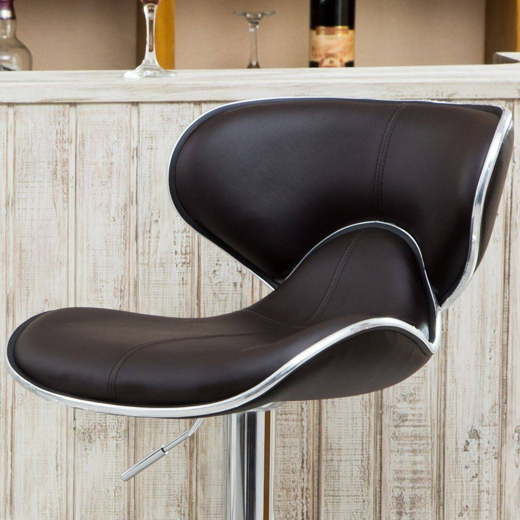 Brown Leatherette Adjustable Swivel Barstool Set of 2 Z3730