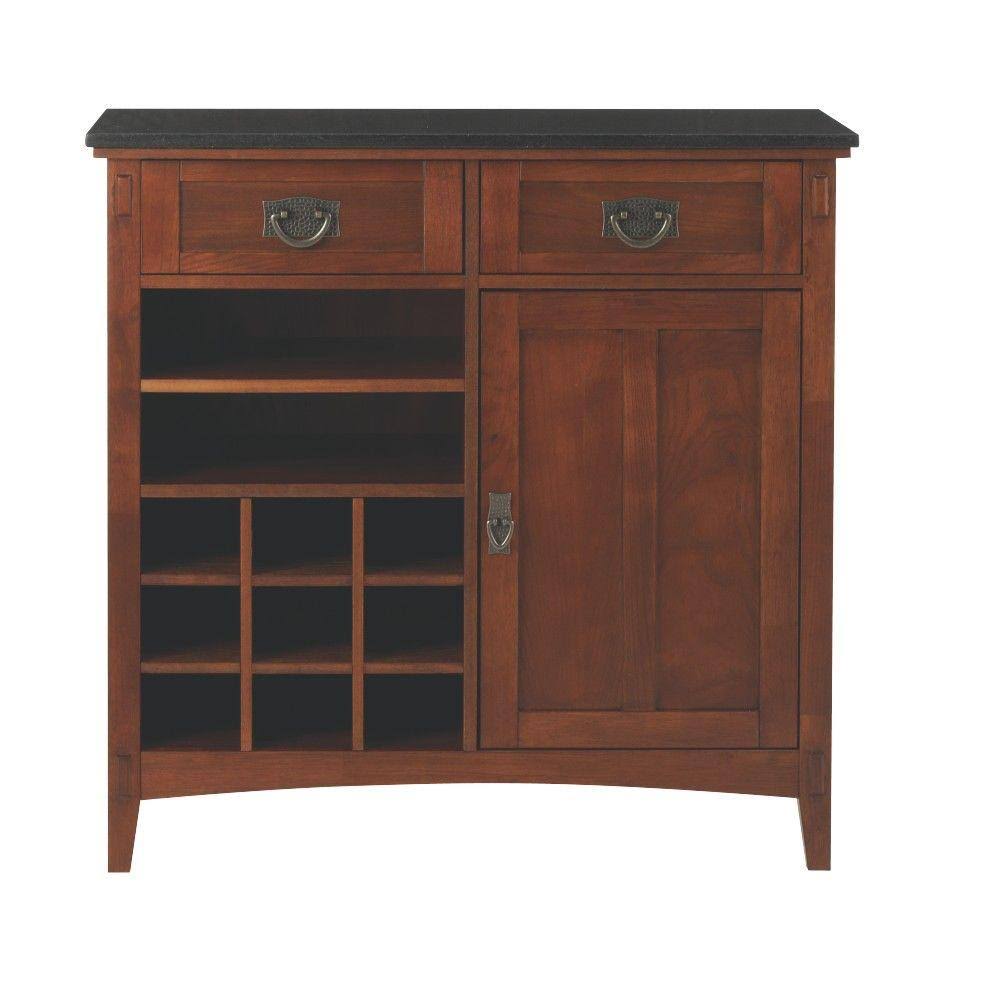 Medium Oak 2-Drawer Bar Cabinet N537255