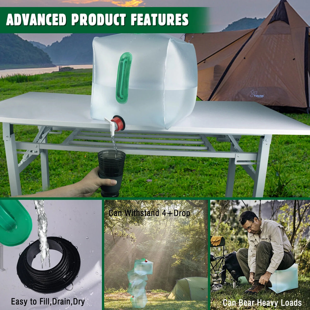 Portable Collapsible Water Container Jug with Spigot 2.6-5.2 Gallon C209221
