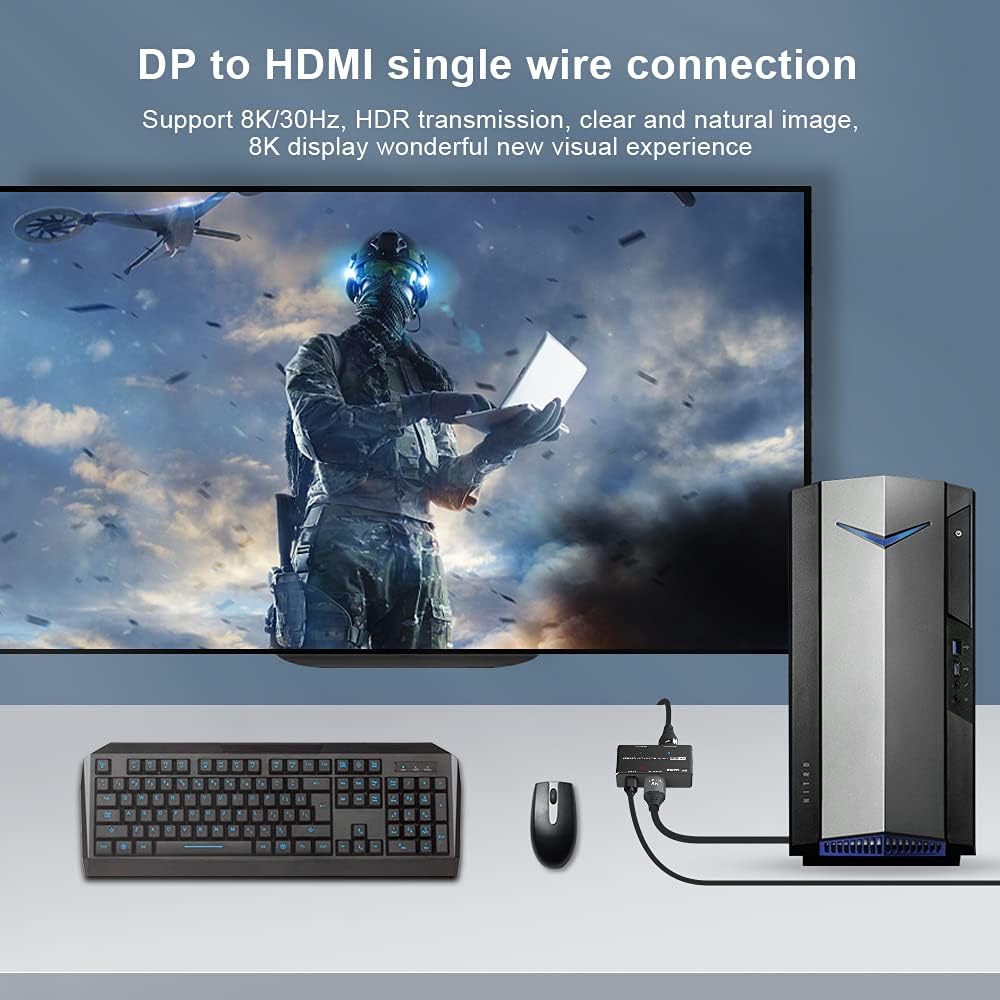 DisplayPort HDMI Splitter 8K MST SST 1In 2Out Directional DP 1.4 Converter Switch I58394