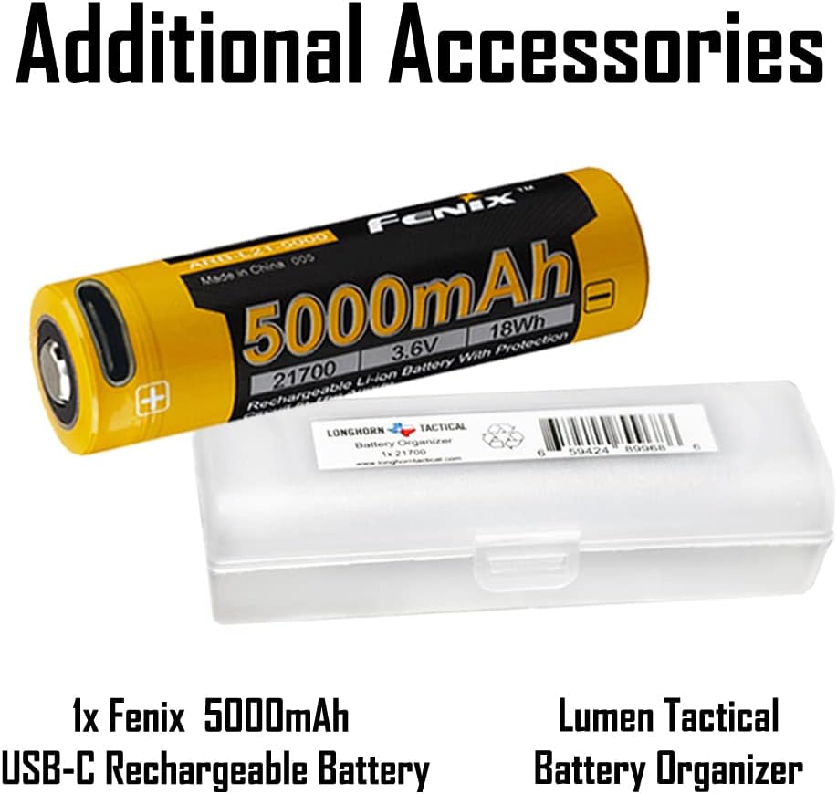 Tactical Flashlight with 2X 5000mAh USB-C Rechargeable Battery P60246