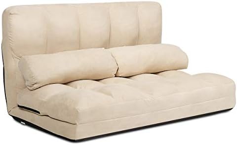 Gray Fabric Sleeper Sofa Bed with 2 Pillows E709
