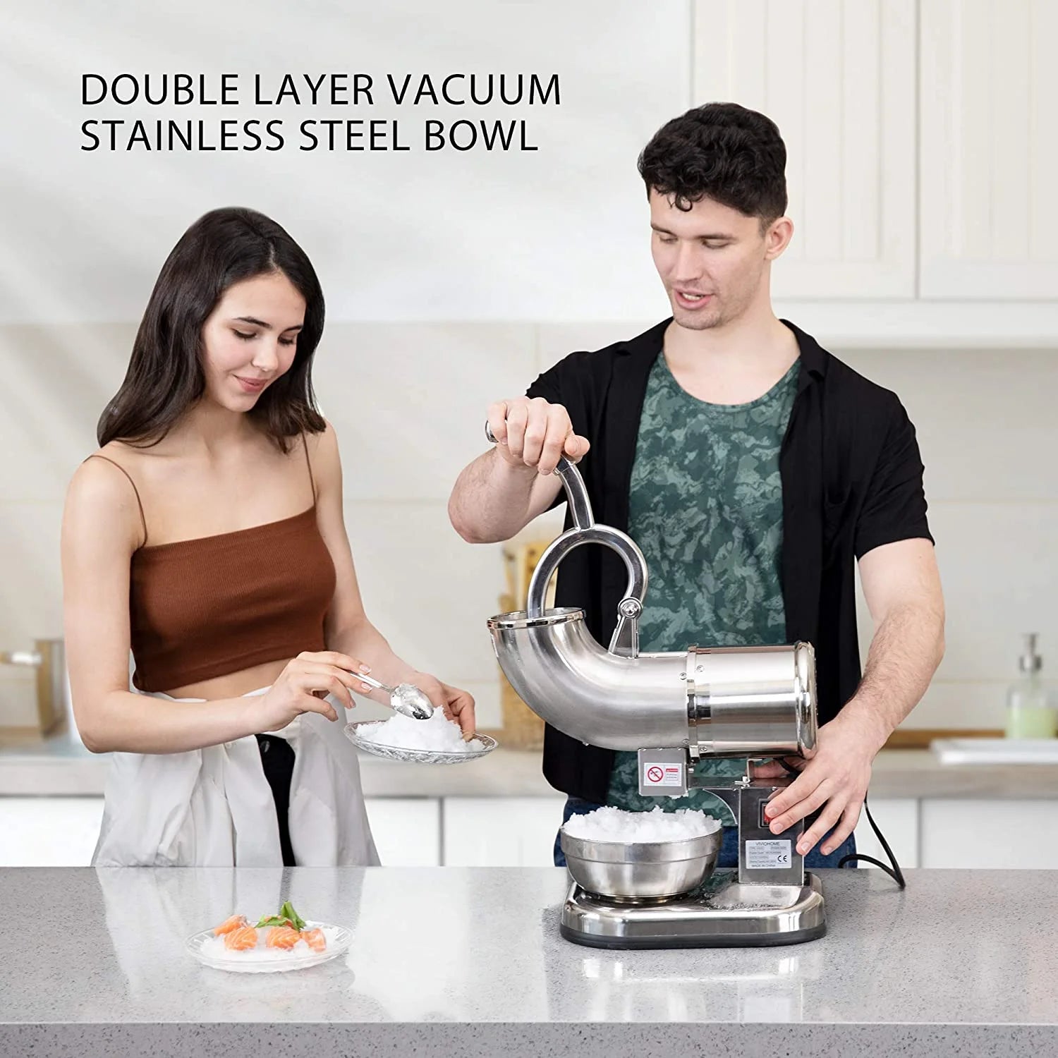 Silver Electric Dual Blades Ice Crusher Snow Cone Maker Machine 440lbs/hr B254425