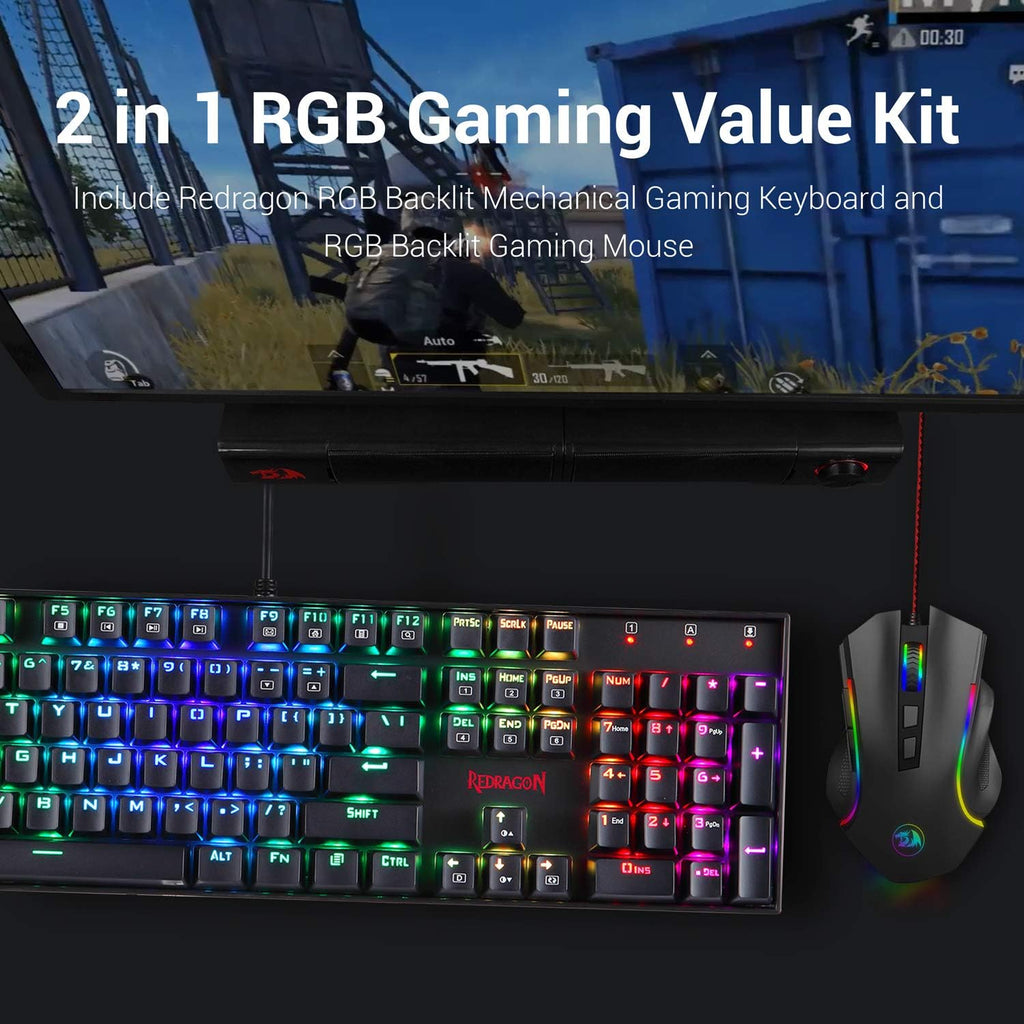 104 Key RGB LED Backlit Mechanical Gaming Keyboard and Mouse Combo L356