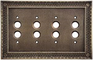 Quad Gang Push-Button Switch Plate in Antique-By-Hand L69840