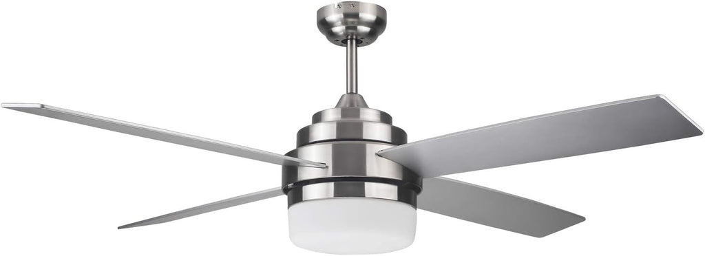Brushed Nickel Contemporary Indoor Ceiling Fan with LED Light Kit and Remote Control N550683