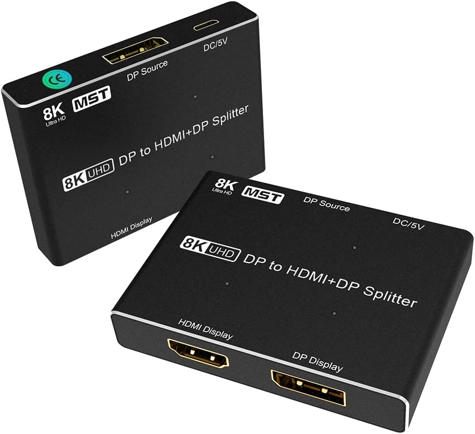 DisplayPort HDMI Splitter 8K MST SST 1In 2Out Directional DP 1.4 Converter Switch I58394