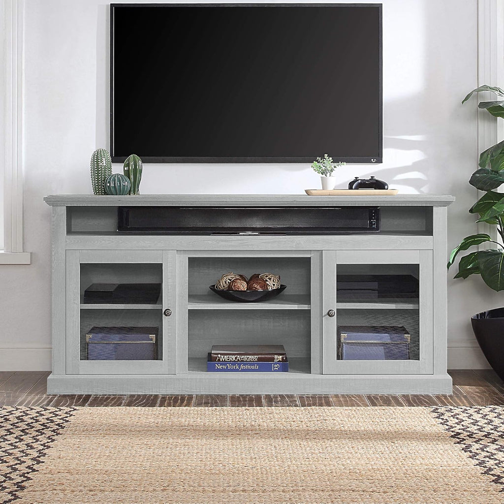 TV Stand with Open Storage Shelves and Cabinets O431056