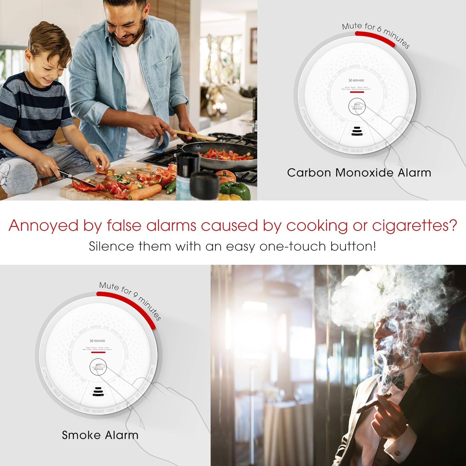 10-Year Battery Smoke and Carbon Monoxide Detector Alarm, 5-Pack R2450