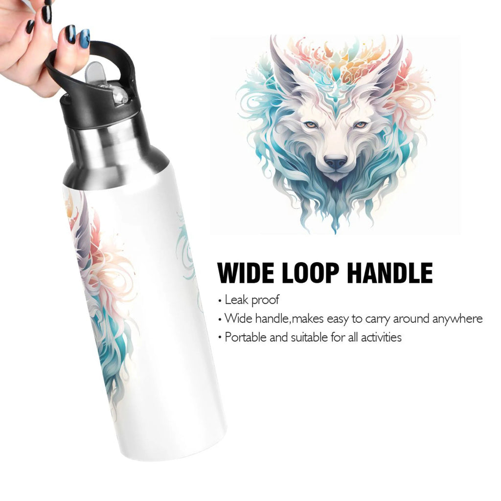 Blue Stainless Steel Insulated Water Bottle with Straw Lid L3950