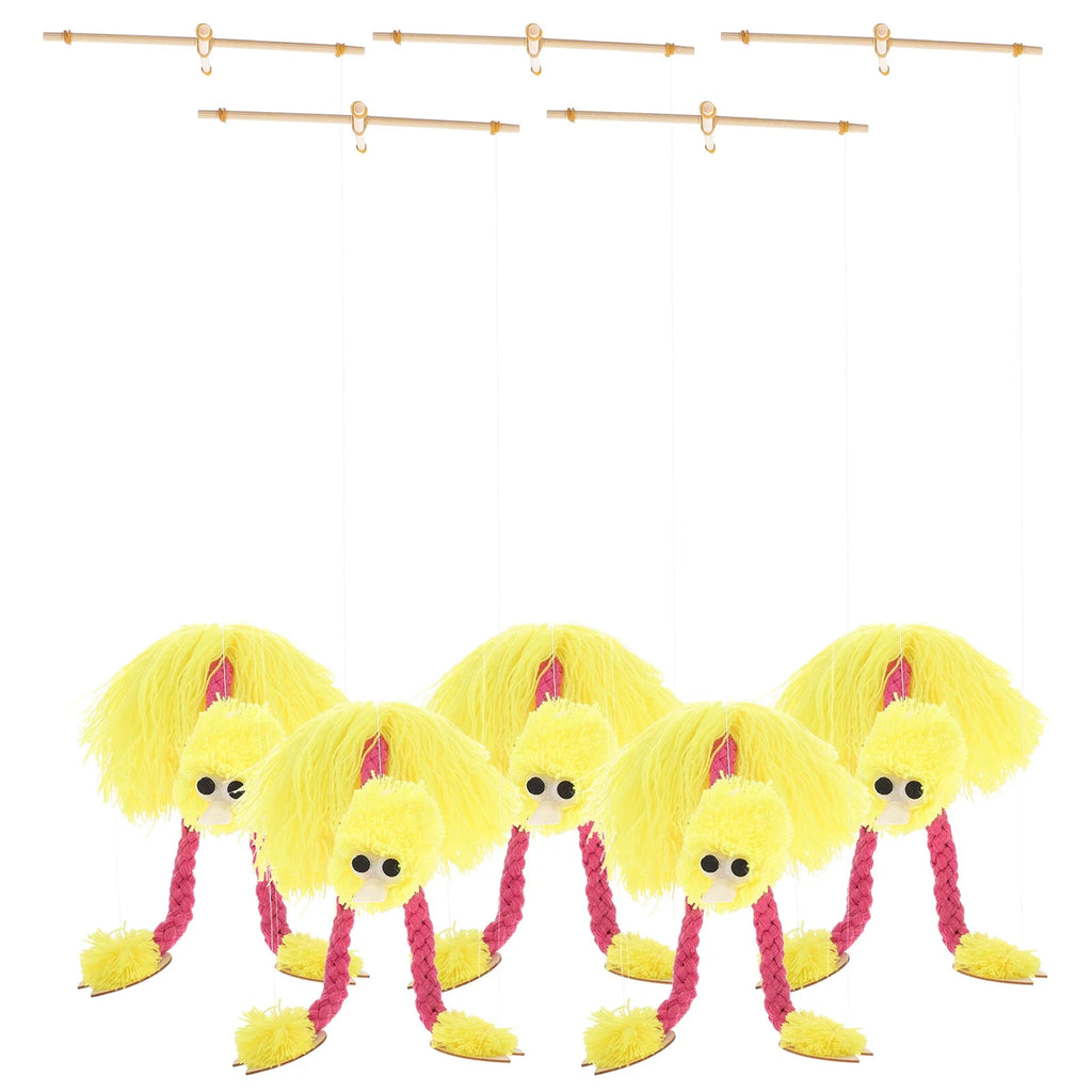 5PCS Pull String Plush Ostrich Marionette Toy (Yellow) Y595580