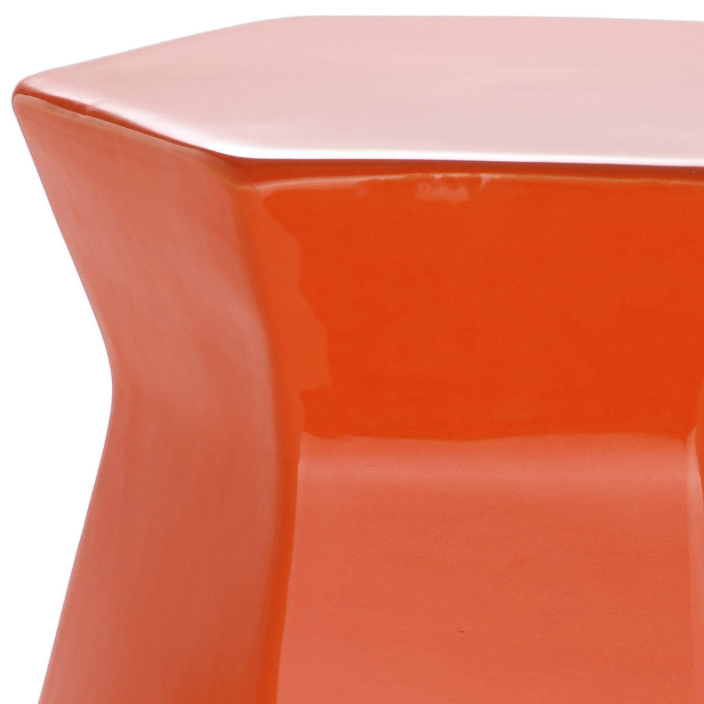 Orange Hexagon Garden Stool V84440