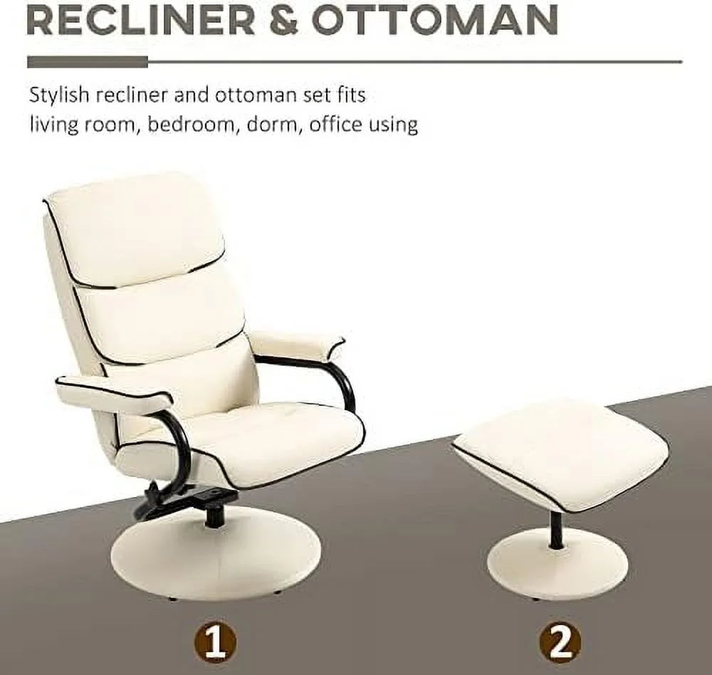 Brown PU Leather Swivel Recliner Chair with Ottoman G724