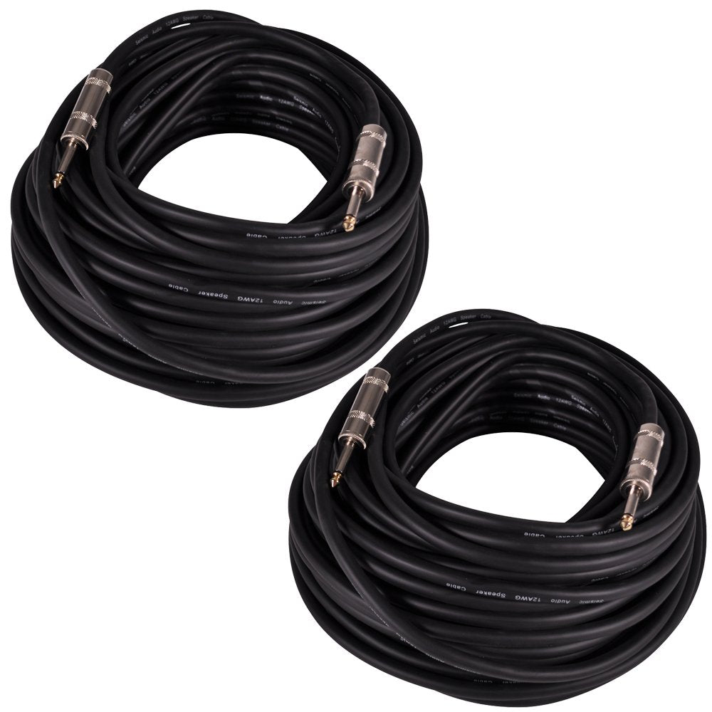2 Pack 100-Feet 1/4 to 1/4-Inches Speaker Cable 12-Gauge 2 Conductor C9816