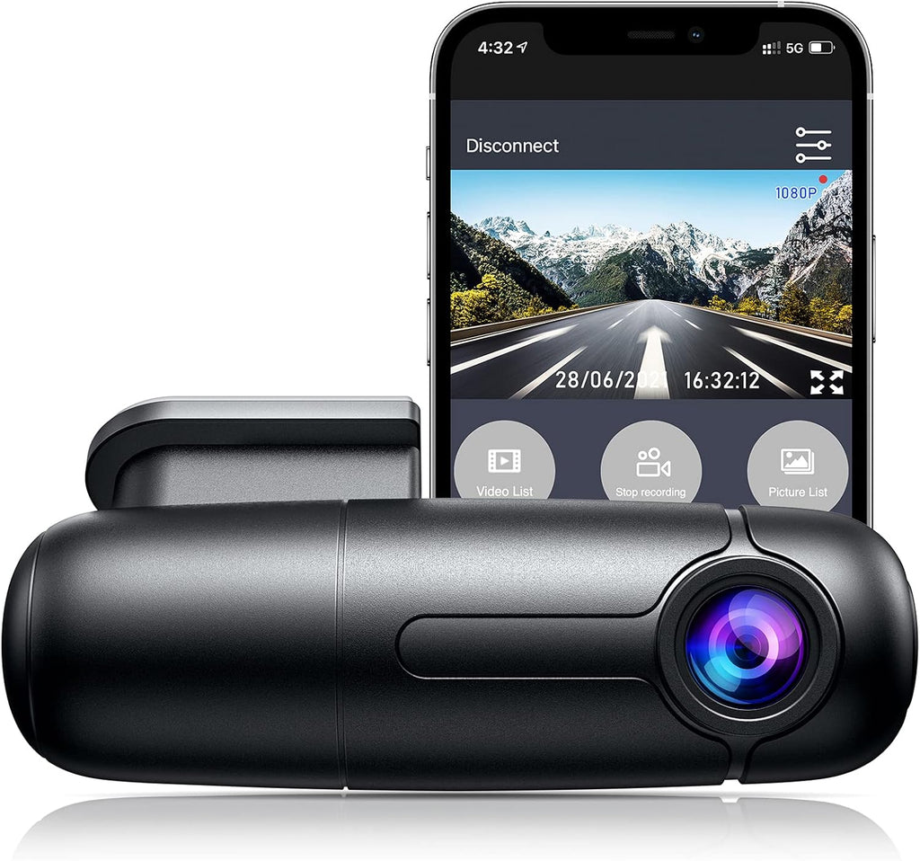 Small WiFi Dash Cam Camera 1080p 30fps G-Sensor Loop Recording Pack of 2 F6347