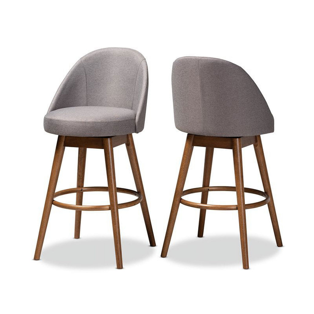 Gray Upholstered Swivel Bar Stool (Set of 2) H22047