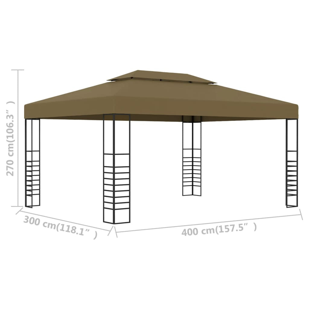 Steel Frame Garden Canopy Tent Sun Shelter Taupe Y1975