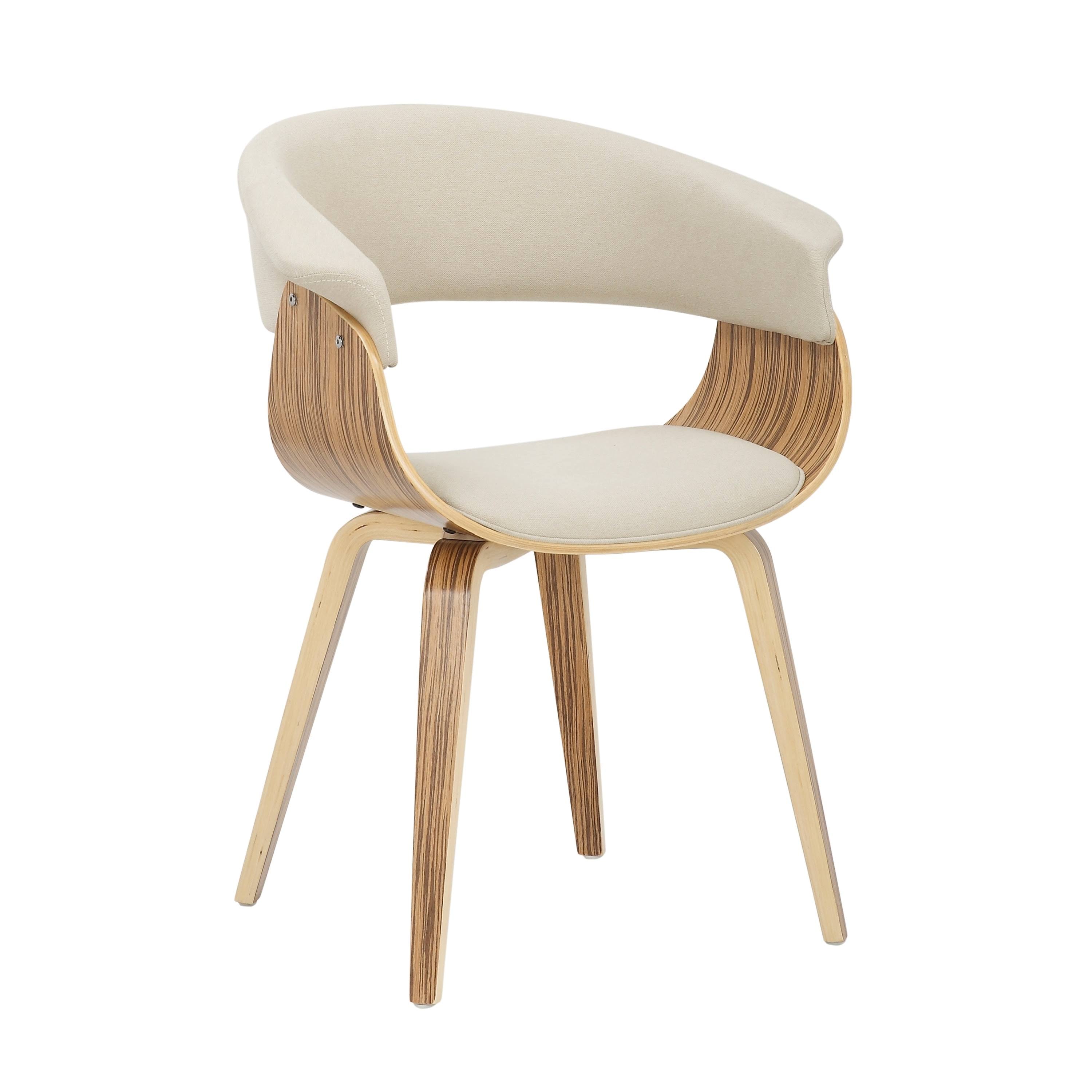 Cream Fabric Zebra Wood Dining Accent Chair S3099