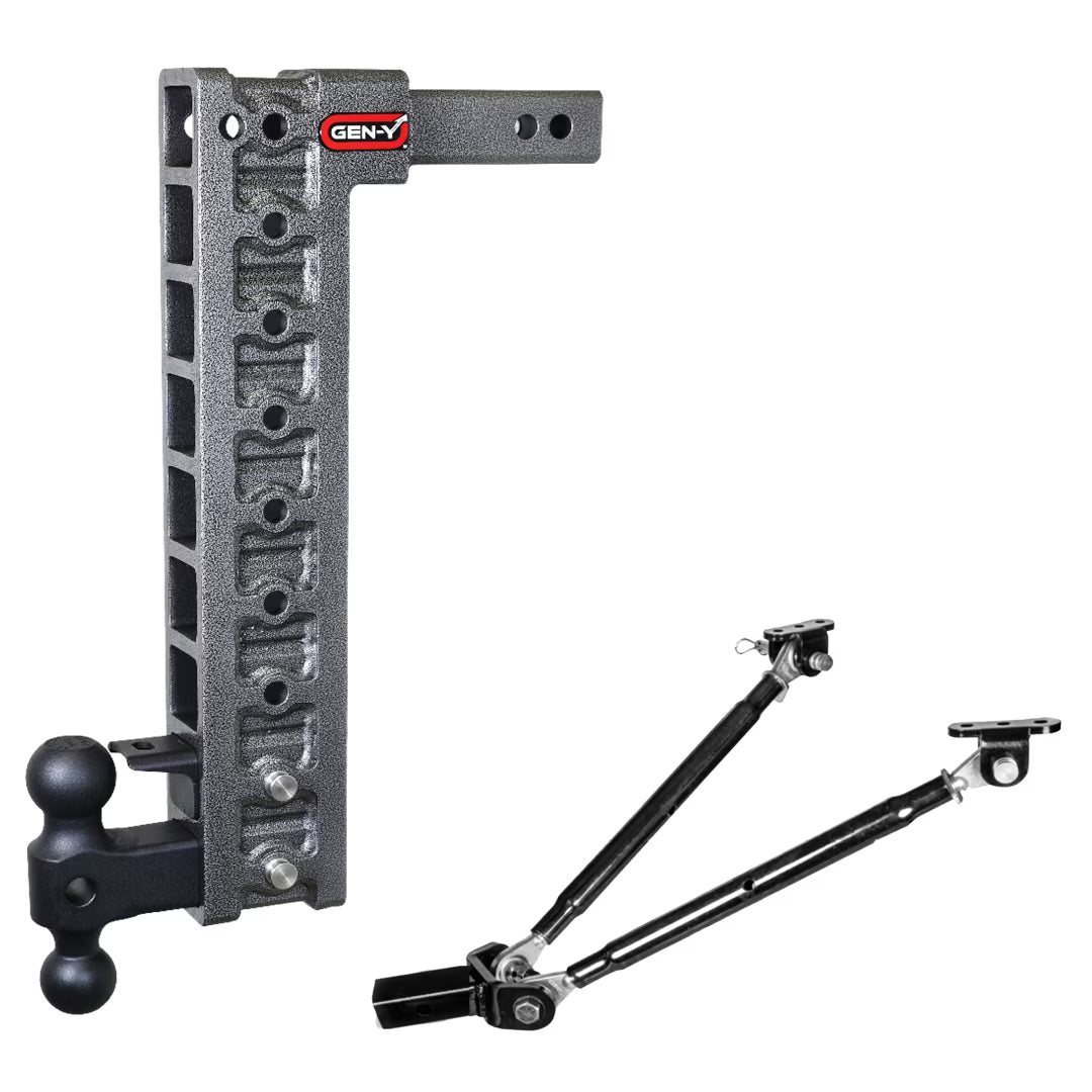 Adjustable 20" Drop Hitch with Dual-Ball, Pintle Lock, Stabilizer Kit for 2" Receiver D2921